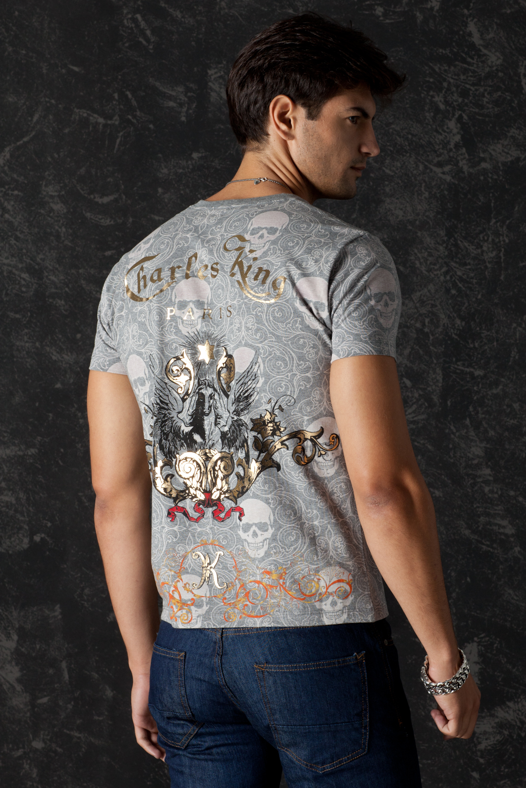 T-Shirt Golden Sun Grey, back view